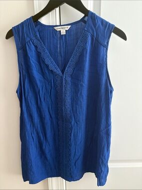 Counterparts Sleeveless V-Neck Lace-Trim Camisole in Blue